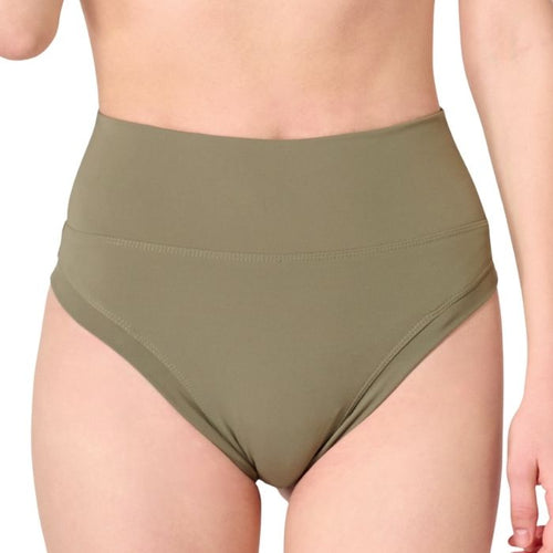 High Waist Cheeky Shirring Shorts - Army Green