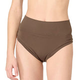 High Waist Cheeky Shirring Shorts - Milk Brown