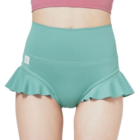 High Waist Cheeky Shirring Shorts - Soft Mint