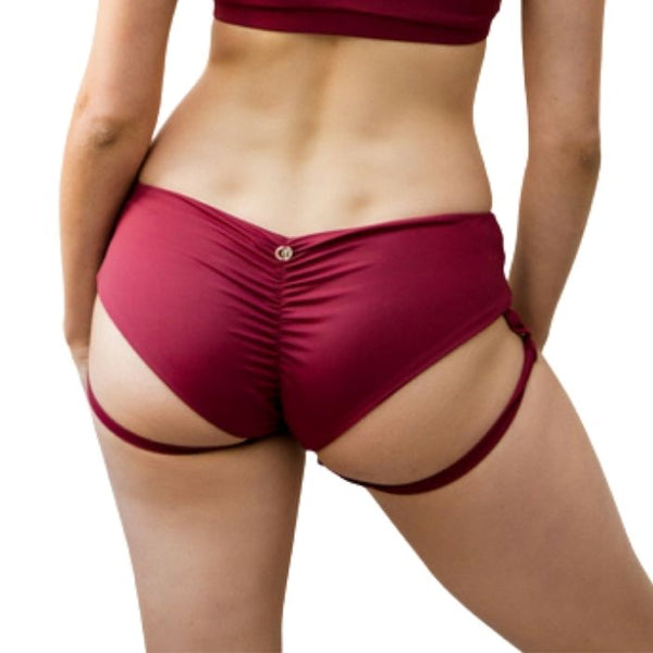 Lure You Low Waisted Garter Shorts - Wine