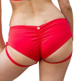Lure You Low Waisted Garter Shorts - Red